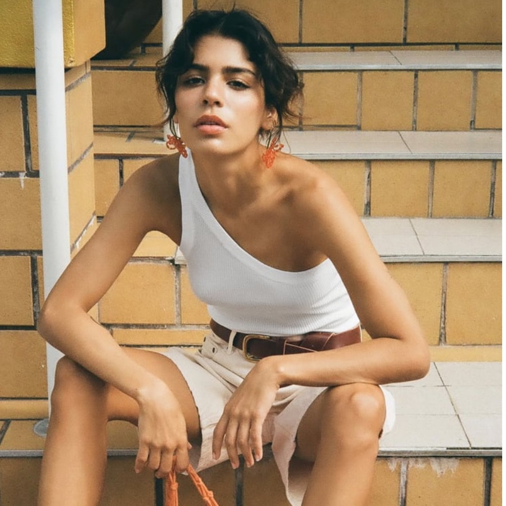Zara asymmetric ribbed tank